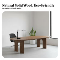 Oval Wood Dining Table Sturdy Construction Arch Leg Dining Table Sturdy Household Furniture for Families, Couples, Living Room, Kitchen, Apartment
