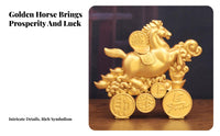 Rotatable Design Horse on Coin Wheels Sculpture Great Gift Idea Good Luck Horse Figurine Exquisite Workmanship for Office, Entryway, Desktop
