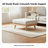 Minimalist Design Upholstered Wooden Footstool Space Saving paddinged Wood-Frame Stool Soft Seat Footrest long-lasting Construction for Apartment Dwellers, Homeowners, Living Room, Lounge Area, Entryway, Home Office