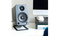 2 Pieces Desktop Speaker Stand Compact Speaker Stand with Vibration Pads Sleek for Audiophiles, Desk