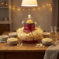 Red Body Popcorn Appliance with Bowls Transparent Lid Electric Popcorn Appliance 1200W Kitchen Appliance European Plug