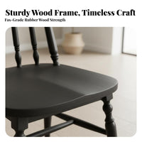 French Inspired Design Upholstered Spindle Back Chair Retro Design Indoor Furniture Thick Cushioning Household Furnishing Multi-Purpose Use for Interior Designers, Homeowners, Restaurant Owners, Dining Room, Kitchen, Reading Nook, Home Office