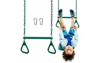 Plastic Coated Chain Trapeze Loop Set Steel Tube Monkey Bar Rings Heavy Duty Trapeze Bar Long-Lasting for Children, Playground, Backyard