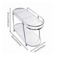 2-Tier Oval Storage Rack Multifunctional 2-Tier Countertop Organizer Standing Double Layer Cosmetic Shelf for Office Desk