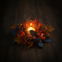 Candle Circlet Autumn Table Wreath Rustic for Mantel