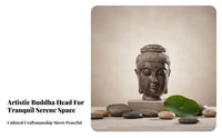 Serene Countenance Buddha Head Statue Masterful Craftsmanship Thai Buddha Head Vintage Finish Zen Design Sculpture Handmade for Buddhists, Home Decorators, Mindfulness Practiti Single Rs, Living Room, Entrance Hall, Restaurant, Office