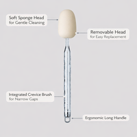 2-in-1 Long Handle Sponge Cup Brush with Detachable Head Bottle Cleaning Brush, Mug Brush Glass Brush Tea Cup Brush for Home Use Daily Cleaning