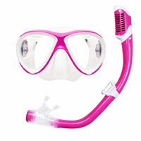 Tempered Glass Snorkel Set with Dry Snorkel Dual Lens Swim Gear Clear View for Beginners