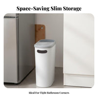 Push Button Trash Can Space Saving Slim Trash Can Narrow Space Wastebasket Easy Cleaning Narrow Garbage Bin 10L Capacity