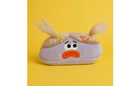 Faux Fabric Soft Pencil Case Embroidered Cartoon Pencil Case Oval Zipper Pen Bag Soft