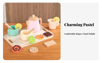 Realistic Design Pretend Afternoon Tea Set Educational Wooden Tea Set Safe Materials Paint for Toddlers, Playhouse