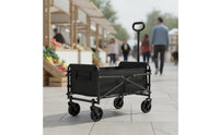 Large Capacity Foldable Camping Cart Tear-Resistant Material Collapsible Utility Wagon 360° Swivel Wheels Outdoor Pull Cart for Campers, Picnic, Garden, Beach