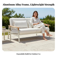 4 Pieces 4-Piece Woven Sofa and Armchair Set Rust-Resistant Loveseat with 2 Armchairs and Table All-Weather Outdoor Furniture for Patio, Terrace, Deck