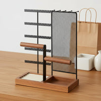 Necklace and Earring Wooden Base Base Jewelry Display Rack Decorative Earring Display Stand for Bedroom