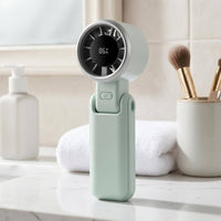 Built-in Display Foldable Electric Fan Matte Finish Adjustable Handheld Fan