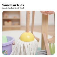 Kids Cleaning Set Role-Playing Fun Kids Broom and Mop Set Realistic Design Toy Cleaning Tools with Stand Storage