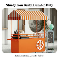 Long-Lasting Iron Frame Mobile Food Cart 360° Swivel Casters Rolling Market Stall Spacious Countertop Rolling Snack Stand Large Storage Space for Street Vendors, Small Business Owners, Event Organizers, Night Markets, Shopping Malls, Supermarkets