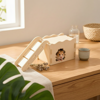 Hamster Hidehouse with Ramp Top Wooden Hamster House Slot-Andinterlocking Construction Multi-Level