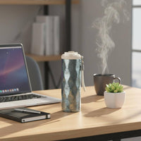 Coffee Cup Spill-Resistant Lid Portable Water Bottle Stylish Wavy Texture Insulated Tumbler for Travel, Office, Outdoor