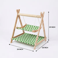 Cat Hammock Wooden Cat Bed Freestanding Swing, Elevated Wood Bed for Indoor Cats, Curved Resting Area and Indoor Beds for Small Animals