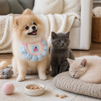 Pet Cat Dog Knitted Bandana Collar Adjustable Drool Bib Scarf for Kittens and Puppies