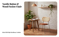 Ergonomic Backrest Rattan Back Dining Chair Sturdy and Long-Lasting Mid-Century Modern-Century Modern Dining Chair Versatile Design for Restaurant Owners, Interior Designers, Homeowners, Cafe, Living Room