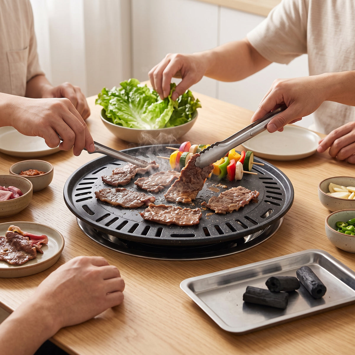 Portable Smokeless Indoor Outdoor BBQ Grill for Tea Ceremony and Roasting