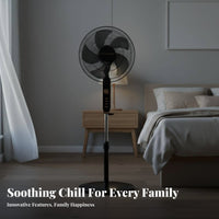 Powerful Airflow Wireless Control Stand Fan Multiple Speeds & Modes Wireless Control Pedestal Fan Wide Angle Oscillation Timer Function for Bedroom, Office