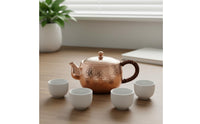 500 Ml Handmade Pure Copper Tea Pot Smooth Pouring Spout Traditional Tea Ceremony Pot Heat-Resistant Handle Hammered Copper Teapot for Home