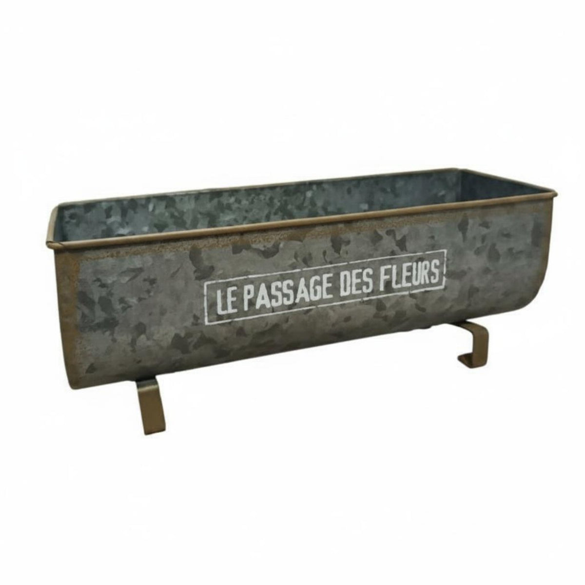 French Design Oval Planter Box with Feet Metal Planter Tub Rust-Resistant Raised Flower Trough Long-Lasting for Balcony, Terrace