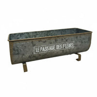 French Design Oval Planter Box with Feet Metal Planter Tub Rust-Resistant Raised Flower Trough Long-Lasting for Balcony, Terrace