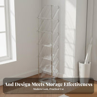 Tilted Shelves Multi-Tier Slanted Shoe Rack Space-Saving Design Multi-Tier Shoe Rack Easy to Assemble Footwear Stand Stable Structure for Apartment Dwellers, Homeowners, Entryway, Narrow Areas, Hallway, Bedroom