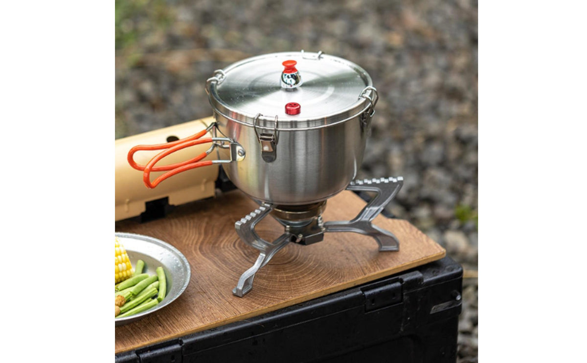 Multi-Functional Stainless Steel Micro Pressure Cooker Space-Saving Design High-Altitude Pressure Cooker Lightweight Camping Cooking Pot Long-Lasting for Campers, Hikers, Travel