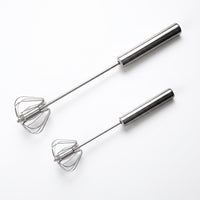 Stainless Steel Rotating Push Whisk Handheld Semi-Automatic Whisk Rust-Resistant Egg Beater Long-Lasting for Bakers, Baking