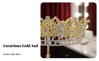 Gold King Crown Regal Design men's King Crown Gender-Neutral Jeweled Tiara Ornate Detailing Sturdy Build for Actors, Pageants