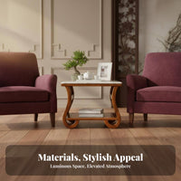 Marble-Top Side Table New Chinese Aesthetic Mixed-Material Side Table Sturdy Construction Multi-Purpose for Living Room, Bedroom