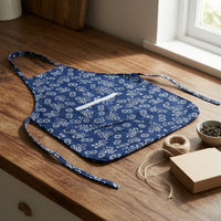 Neck Loop Floral Apron Waist Ties Cotton Apron Decorative Trim Home Wear Rounded Hem