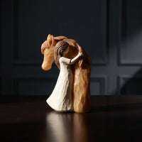 Resin Girl and Horse Figurine Hand-Carved Horse Figurine with Girl Sentimental Sculpture Equestrian for Collectors, Shelf, Desk, Bedside Table