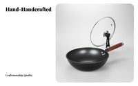 Iron Wok Gas Cooktop Compatible Traditional Iron Wok Uncoated Frying Pan Long-Lasting Cookware Even Heat Distribution