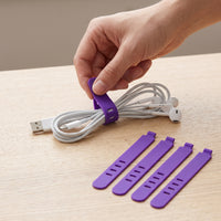 95mm Silicone Cable Ties for Earphones and Charging Cords, 4-Hole Cable Organizer