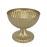 Gold-Toned Metal Vase with Pedestal Base Lustrous Decorative Centerpiece Vase Elegant Floral Display Container Vintage for Table Decoration