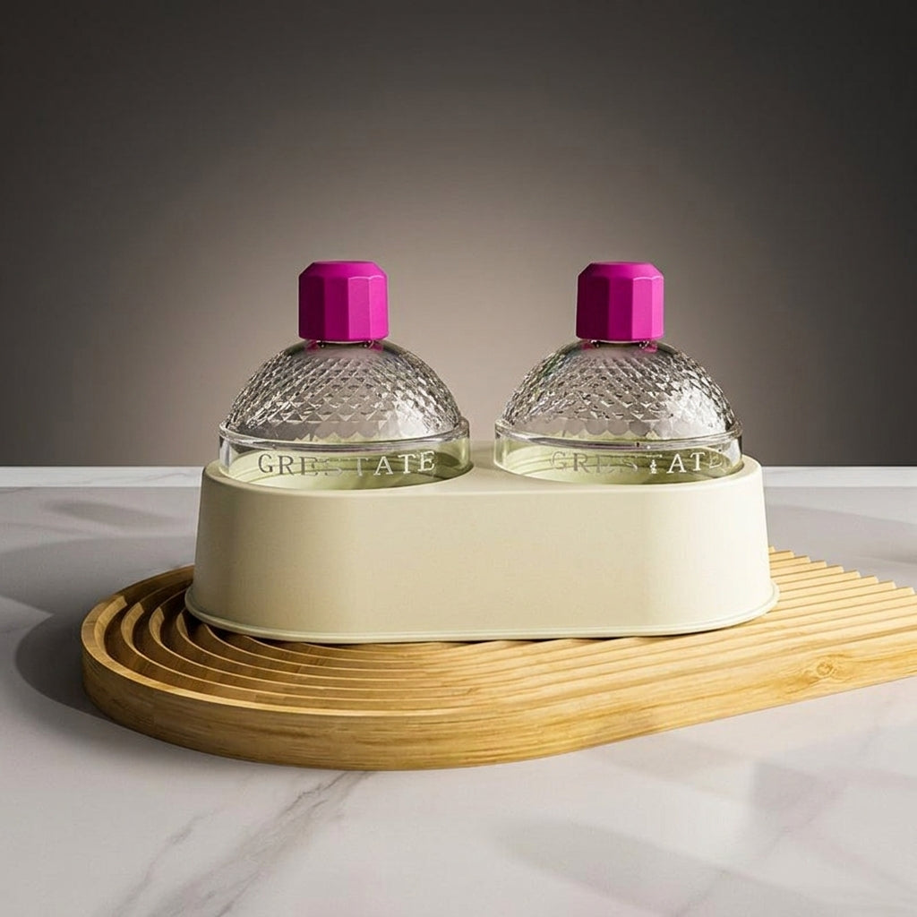 Water Bottle and Soft Drinks Round Ice Maker with Lid, Modern Minimalist Style Ice Ball Form for Home Bar, Gift for Her or Him, 2-Pack Set