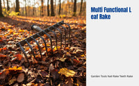 Foliage Rake, Multi-Tooth Steel Garden Tool, Efficient for Leaves, Soil, Debris