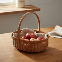 Oval Basket with Handle Natural Material Oval Woven Basket Multi-Purpose