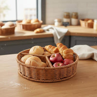 Sturdy Imitation Rattan Snack Basket Rustic Design Woven Fruit and Bread Basket Multi-Purpose for Shopkeepers, Caterers, Parties