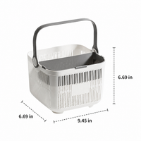 Portable Shower Organiser with Handle, Large Shower Shelf with Drainage, White Bathroom Organizer for Dorm Basket, Space Saving