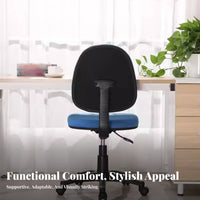 Adjustable Height Armless Roller Chair Back Support Compact Swivel Stool Rolling Casters Office Furniture Armlees Design for Students, Adults, Kids, Study Room, Small Areas, Bedroom, Vanity