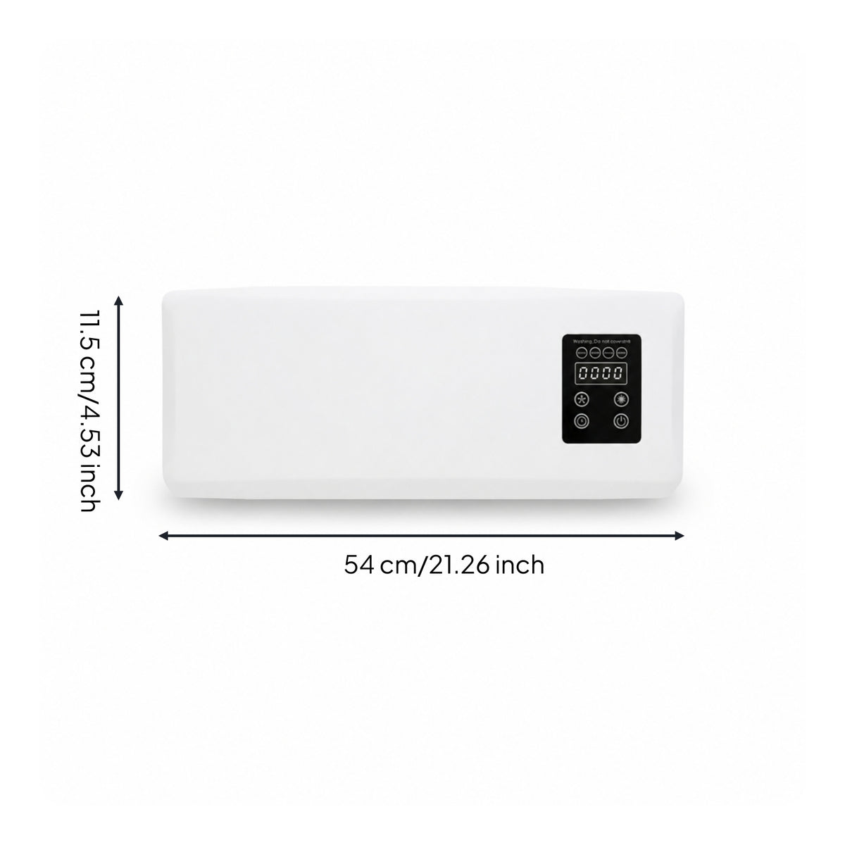 Rectangular Wall-Mounted Electric Heater White Housing Electric Wall Heater Black Control Panel Home Heating Rounded Corners