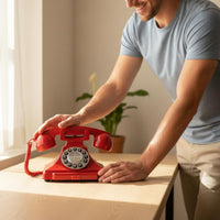 Metal Bell Chime Retro Landline Telephone Mechanical Ringer Rotary Turn Phone Heavy Duty Rotary Telephone Non-Slip Base for Hotel, Office, Home