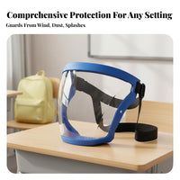 Full Face Protection Guard Clear Visual Field Water-Resistant Face Guard Dustproof Transparent Guarding Visor for Lab Work, Outdoor, Grinding